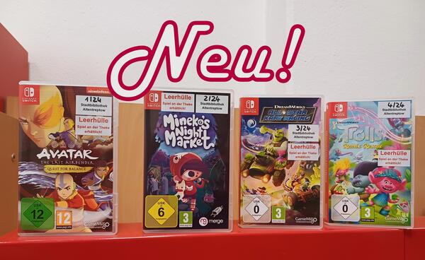 Bild vergr&ouml;&szlig;ern: Jetzt Neu in der Stadtbibliothek! Die ersten Nintendo Switch-Spiele sind eingetroffen und können entliehen werden.