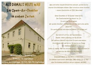 Bild vergr&ouml;&szlig;ern: Flyer Ankündigung OpenAirTheater Sozilaes Haus